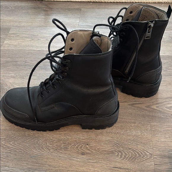 AllSaints Muxford Black Leather Boot-10 - Picture 4 of 9